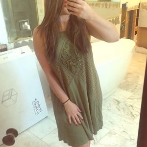 Green crochet summer dress
